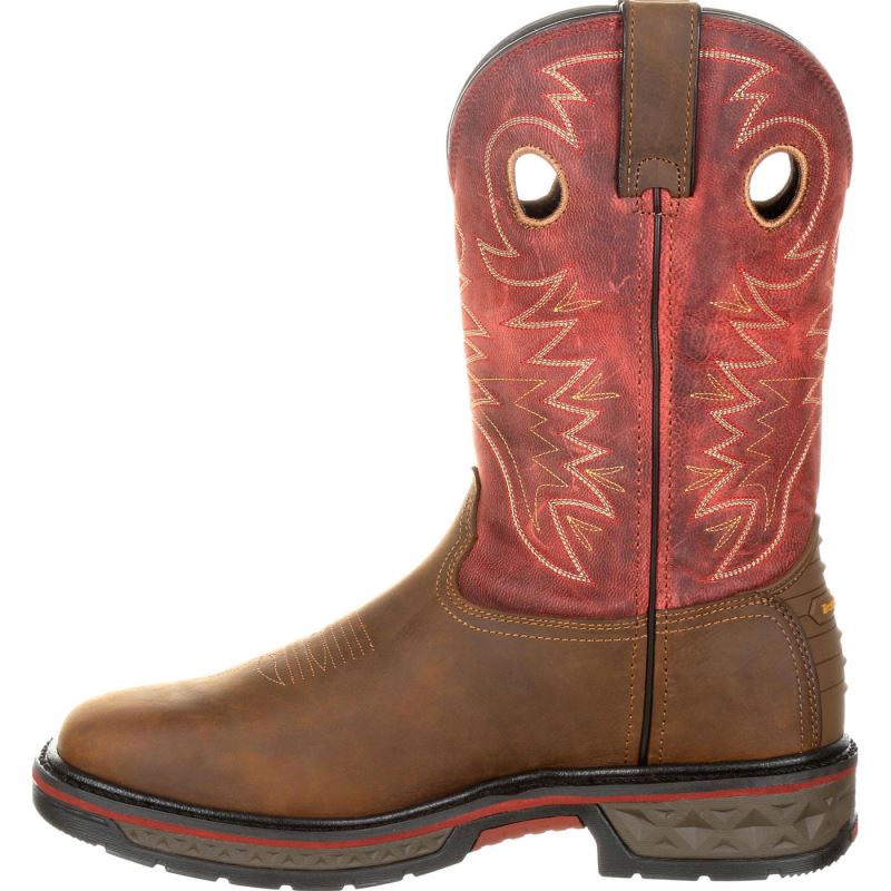 Georgia Boot Carbo-Tec Waterproof Pull-on Boot-Brown And Red