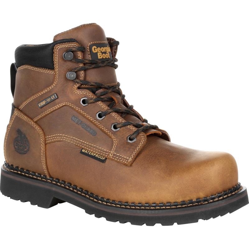 Georgia Giant Revamp Steel Toe Internal Met-Guard Waterproof Work Boot-Brown