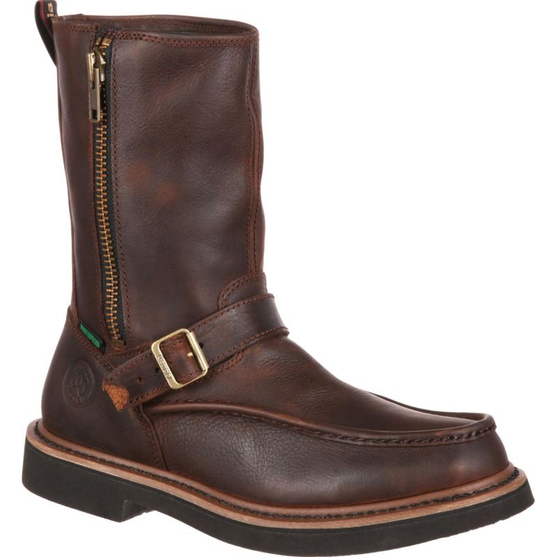 Georgia Boot Side Zip Waterproof Work Wellington-Brown