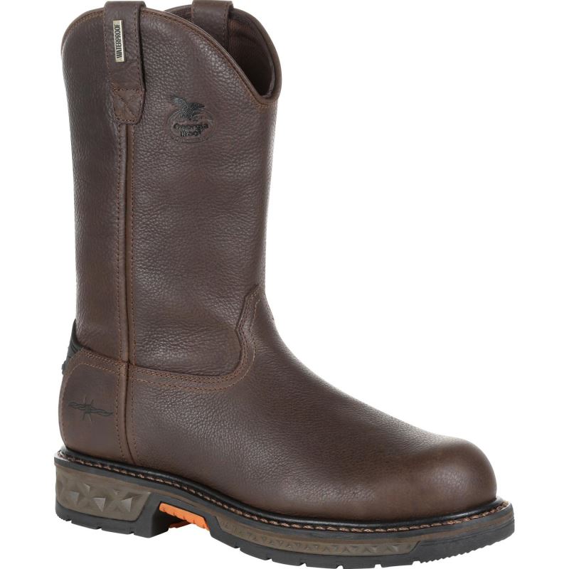 Georgia Boot Carbo-Tec LT Steel Toe Waterproof Pull-On Work Boot-Brown