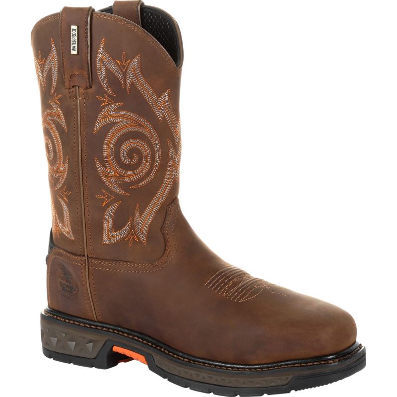 Georgia Boot Carbo-Tec LT Steel Toe Waterproof Pull On Work Boot-Brown