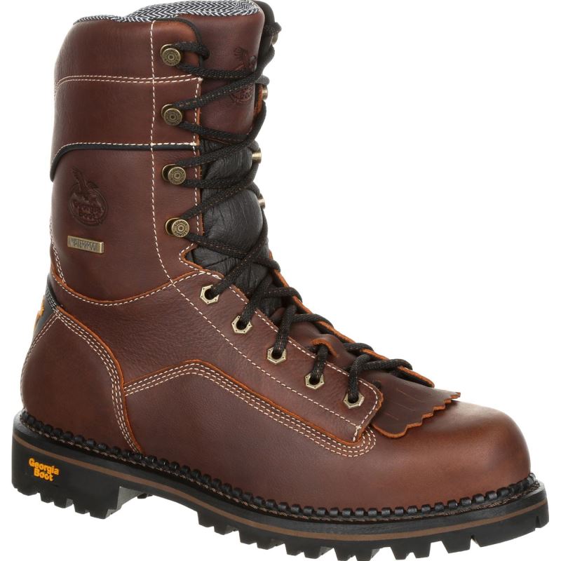 Georgia Boot AMP LT Logger Low Heel Waterproof Work Boot-Brown