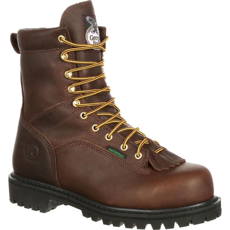 Georgia Boot Lace-to-Toe Steel Toe Waterproof Work Boot-Chocolate