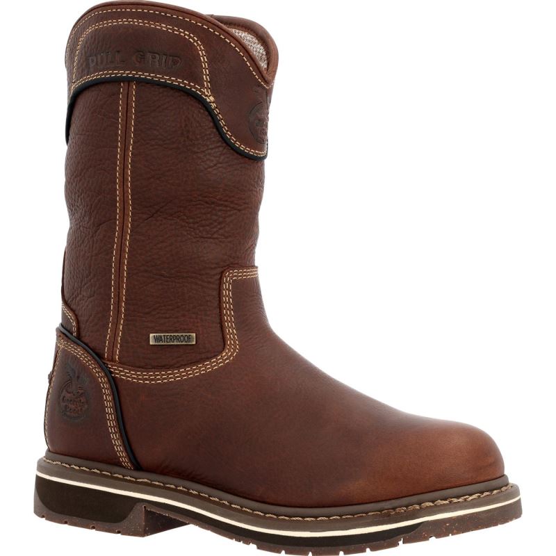 Georgia Boot AMP LT Edge Women's Waterproof Pull On Work Boot-Brown