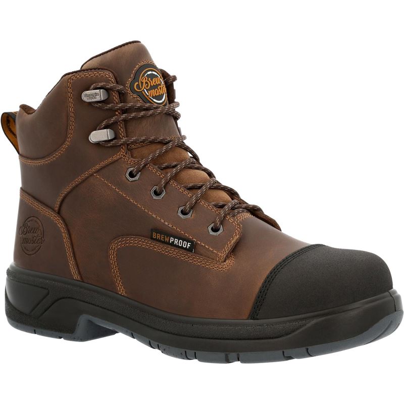 Georgia Boot Brewmaster Composite Toe Waterproof Work Boot-Black And Brown