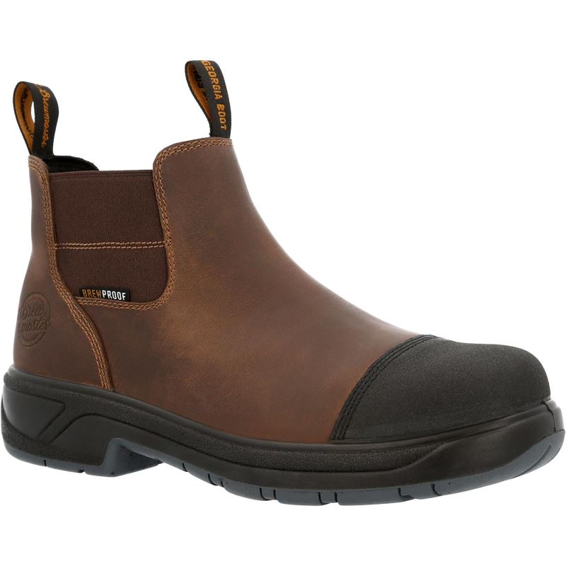 Georgia Boot Brewmaster Composite Toe Waterproof Chelsea-Black And Brown