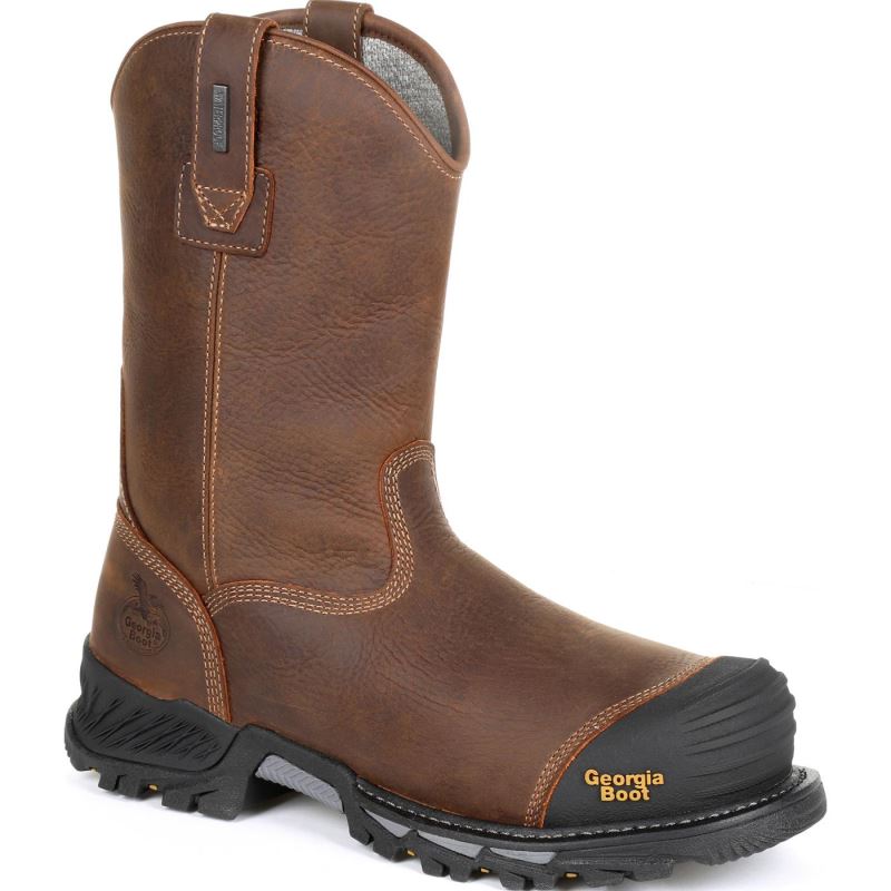 Georgia Boot Rumbler Composite Toe Insulated Waterproof Work Boot-Black And Brown