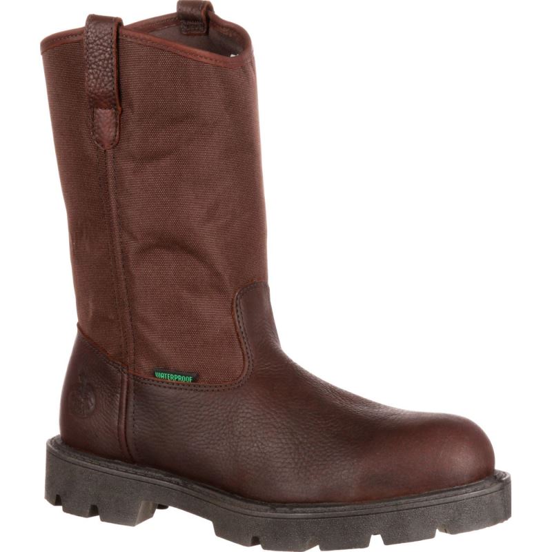 Georgia Boot Homeland Steel Toe Waterproof Wellington-Brown