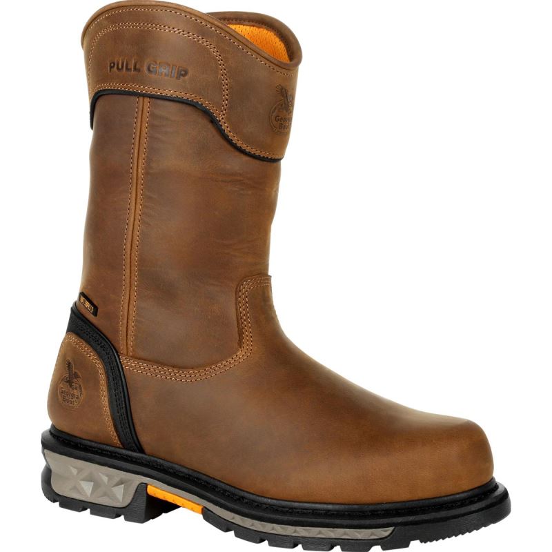 Georgia Boot Carbo-Tec LTX Waterproof Composite Toe Pull On Boot-Black And Brown