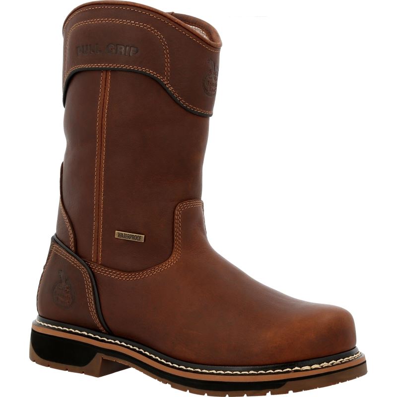 Georgia Boot AMP LT Edge Waterproof Pull On Work Boot-Brown