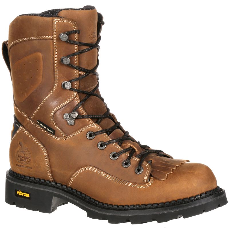 Georgia Boot Comfort Core Waterproof Low Heel Logger Work Boot-Crazy Horse