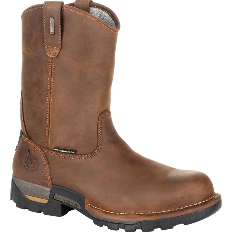 Georgia Boot Eagle One Waterproof Pull On Work Boot-Brown