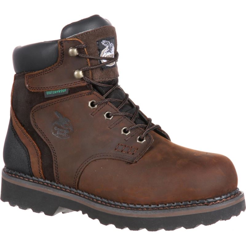 Georgia Boot Brookville Steel Toe Waterproof Work Boot-Dark Brown