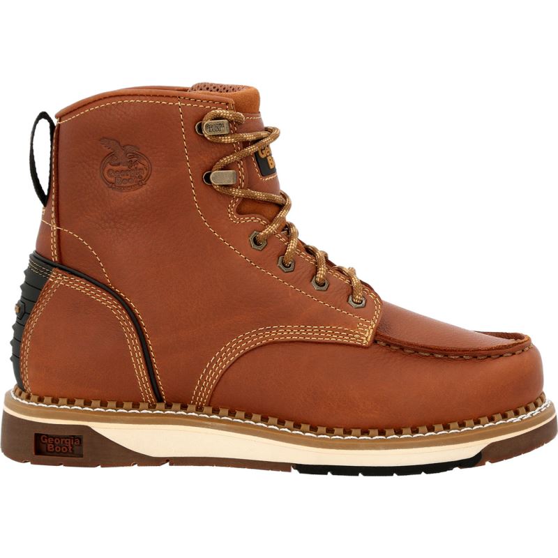 Georgia Boot AMP LT Wedge Moc-Toe Work Boot-Brown [RKcLfmLr] - $96.95 ...