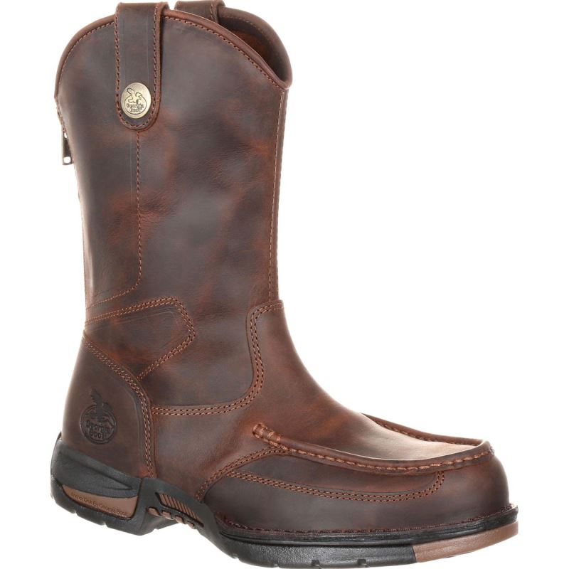 Georgia Boot Athens Pull-On Work Boot-Dark Brown