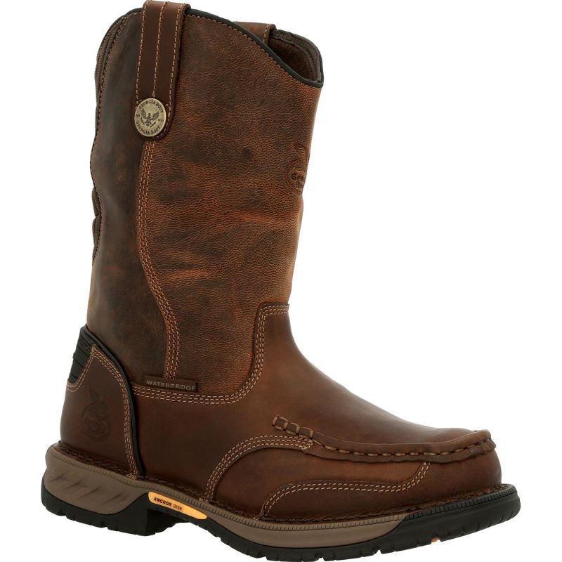 Georgia Boot Athens 360 Steel Toe Waterproof Pull-on Work Boot-Brown