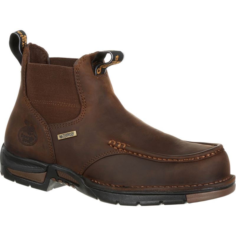 Georgia Boot Athens Chelsea Waterproof Work Boot-Dark Brown