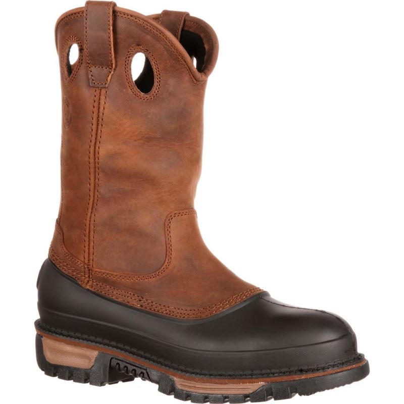 Georgia Boot Muddog Steel Toe Waterproof Wellington-Brown