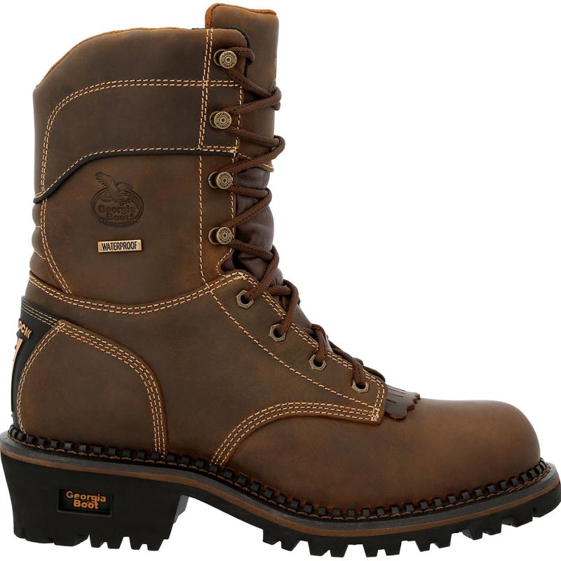 Georgia Boot AMP LT Logger Composite Toe Insulated Waterproof Work Boot-Brown