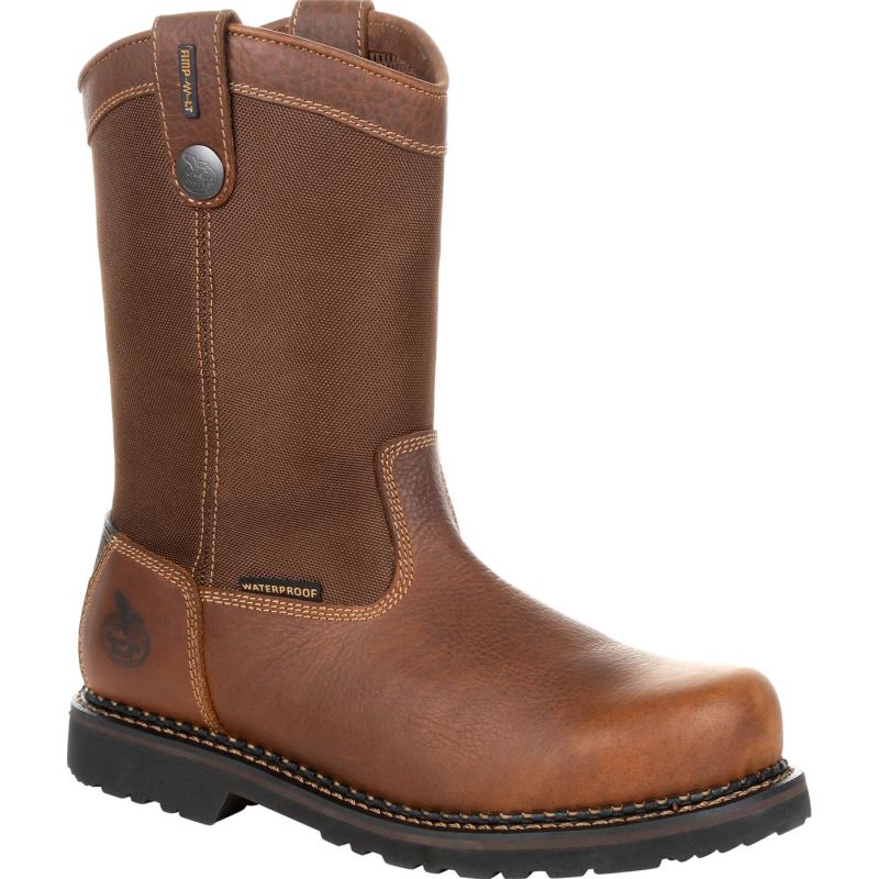 Georgia Giant Revamp Steel Toe Waterproof Pull-On Work Boot-Brown