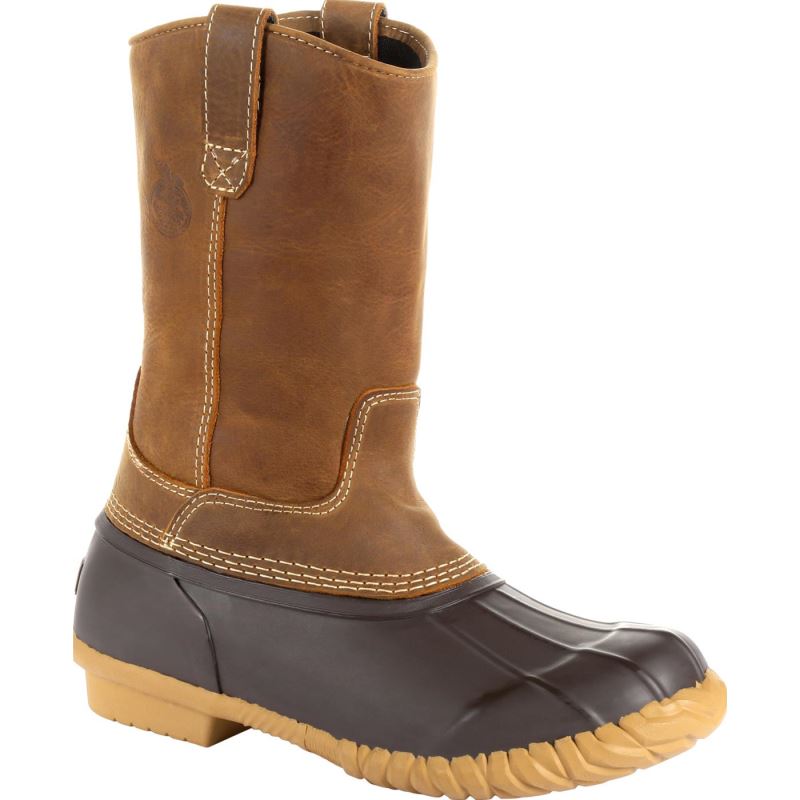 Georgia Boot Marshland Unisex Alloy Toe Pull-On Duck Boot-Brown