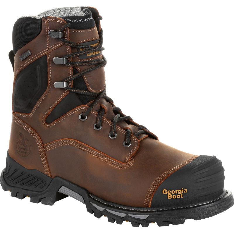 Georgia Boot Rumbler 8inch Composite Toe Waterproof Work Boot-Black And Brown