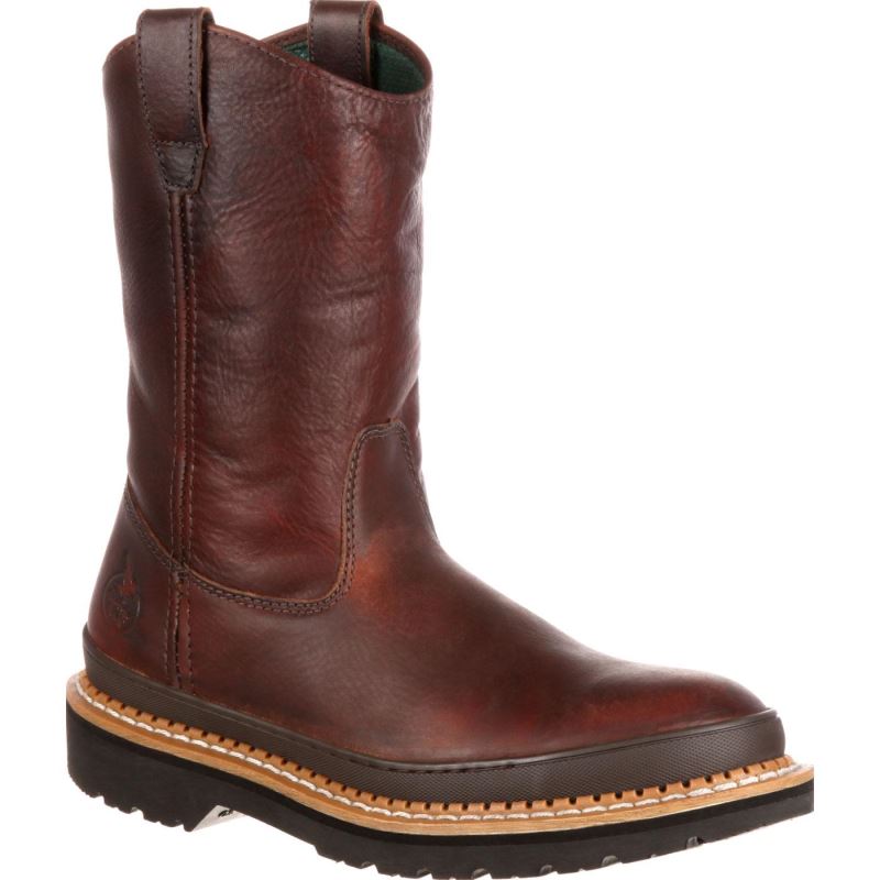 Georgia Giant Steel Toe Pull-On Work Boots-Soggy Brown