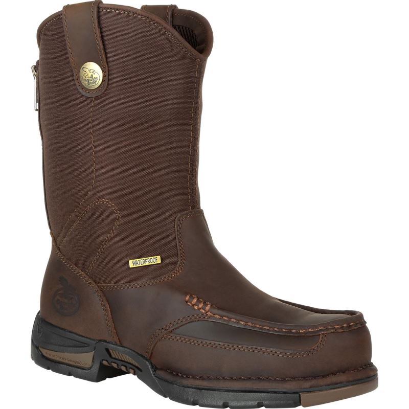 Georgia Boot Athens Waterproof Wellington-Dark Brown