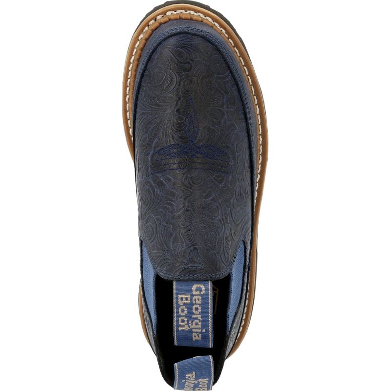 Georgia Boot Women's Marbeled Denim Romeo Shoe-Navy Blue