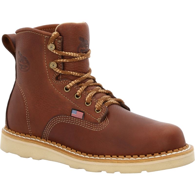 Georgia Boot Wedge Work Boot-Brown