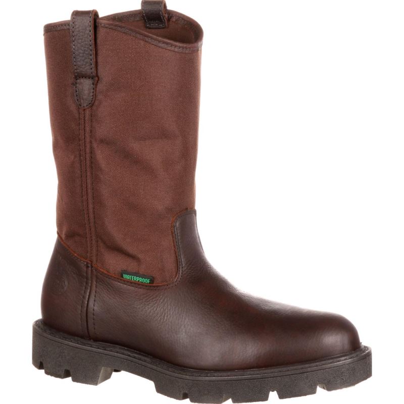 Georgia Boot Homeland Waterproof Wellington Work Boot-Brown