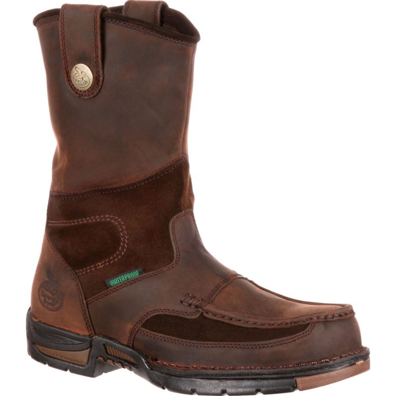 Georgia Athens Waterproof Wellington Work Boot-Brown