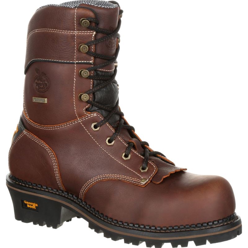 Georgia Boot AMP LT Logger Composite Toe Waterproof Work Boot-Brown