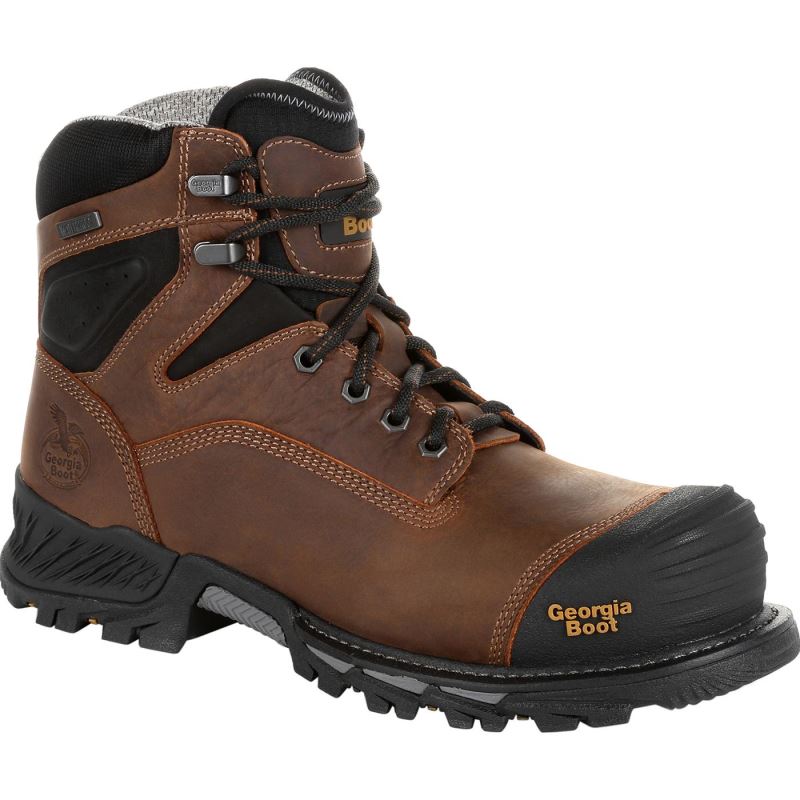 Georgia Boot Rumbler Composite Toe Waterproof Work Boot-Black And Brown